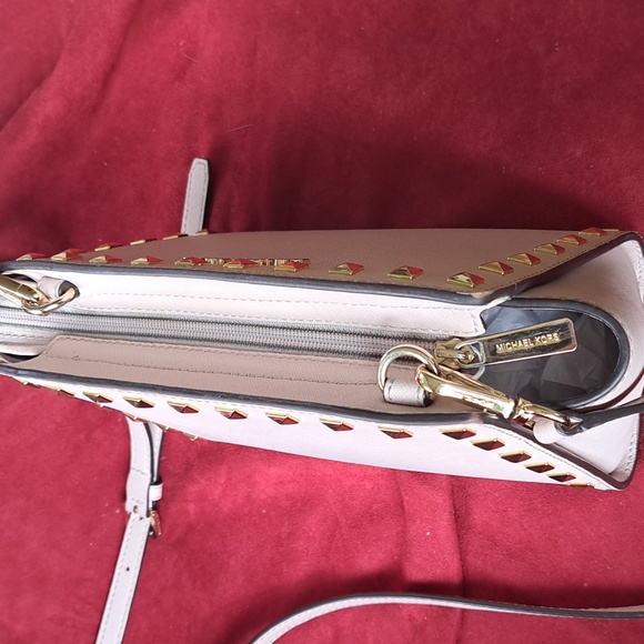 Michael Kors Selma Pink Gold Studded Crossbody Bag, Excellent Condition - Picture 4 of 8